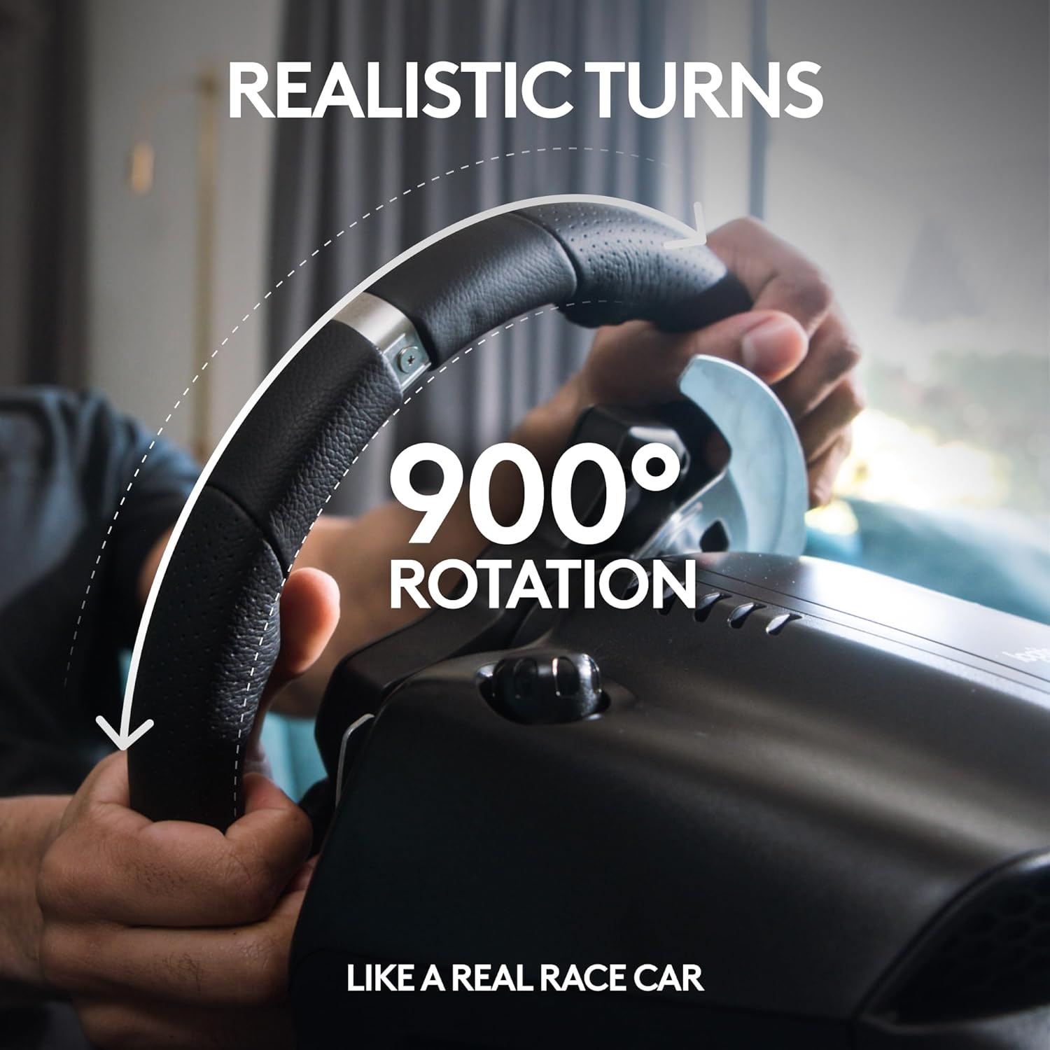 عجلة قيادة سباق Logitech G92 Driving Force ودواسات أرضية، وReal Force Feedback، ومبدلات تبديل من الفولاذ المقاوم للصدأ، وغطاء عجلة قيادة من الجلد لأجهزة Xbox Series X|S وXbox One والكمبيوتر الشخصي وMac - أسود