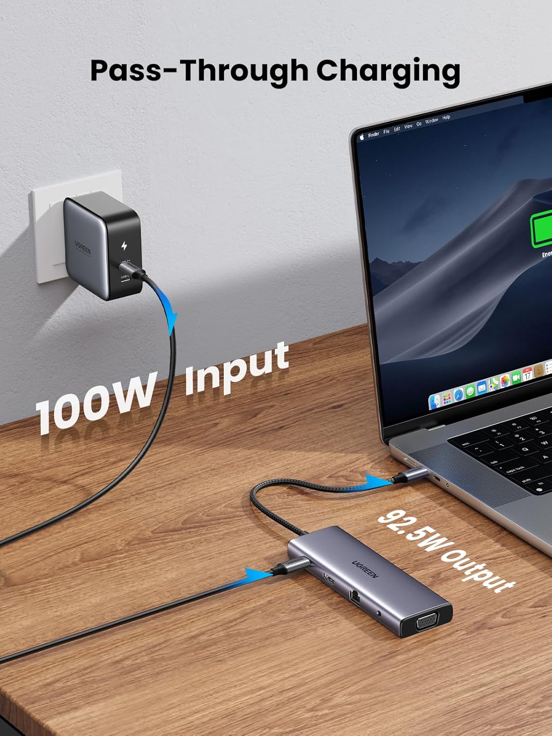 UGREEN USB C Hub, USB-C 10-in-1 Dongle with Dual Monitor 4K HDMI and VGA, 1Gbps Ethernet, 100W PD, 3 USB 3.0 Ports, 3.5mm Audio Jack, SD/TF Card Slots, Multi Adapter