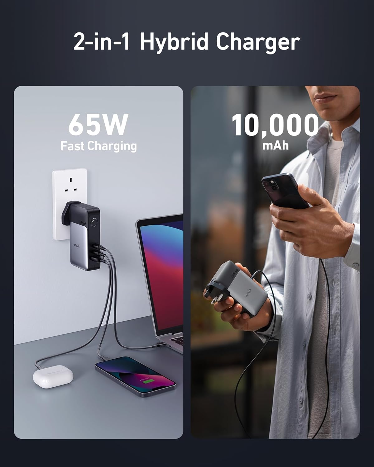 Anker 733 Power Bank 10000 GaNPrime 65W (2-in-1) -Black