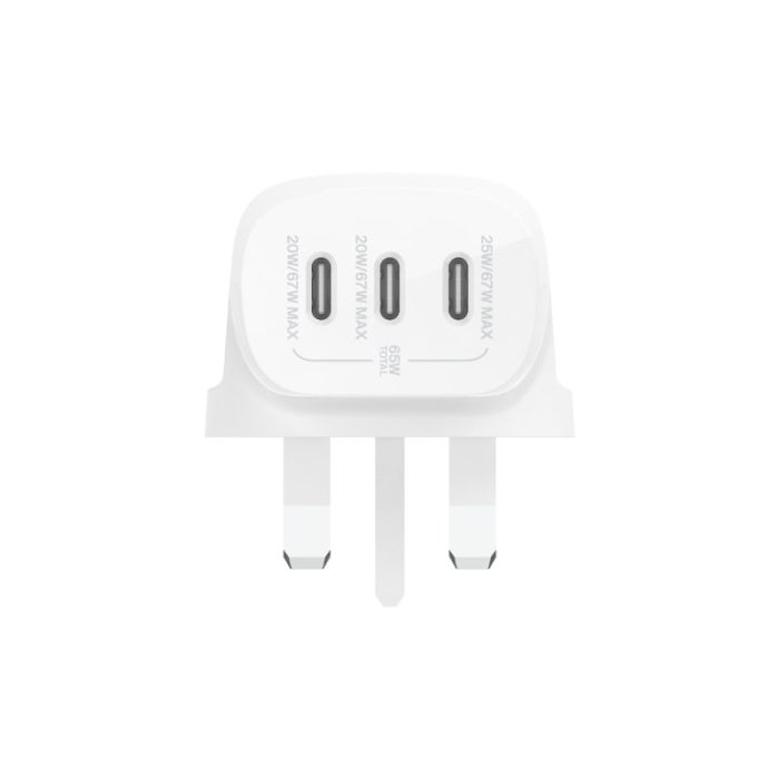 Belkin 67W Wall Charger Pd (3 USB-C) (2M Cable Included) (White)