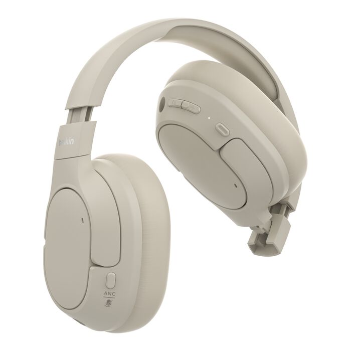 سماعات رأس Belkin Noise Cancelling Over-Ear باللون الأبيض 