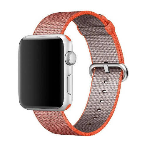 حزام ساعة Apple Watch الأصلي من النايلون المنسوج باللون البرتقالي الفضائي / الفحمي مقاس 42 مم في عبوة مغلقة