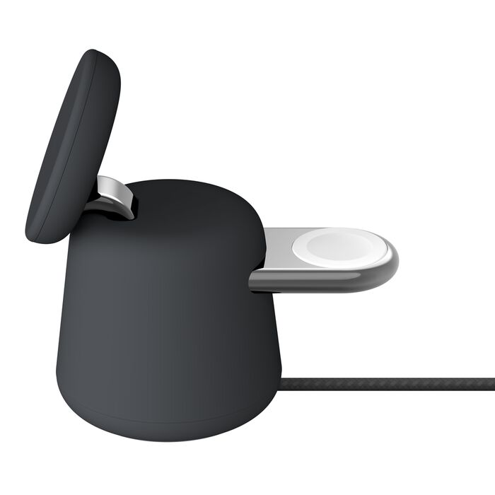 قاعدة شحن لاسلكية Belkin BoostCharge Pro 2 في 1 مع MagSafe 15W لأجهزة iPhone 16 و15 و14 و13 و12 باللون الأسود 