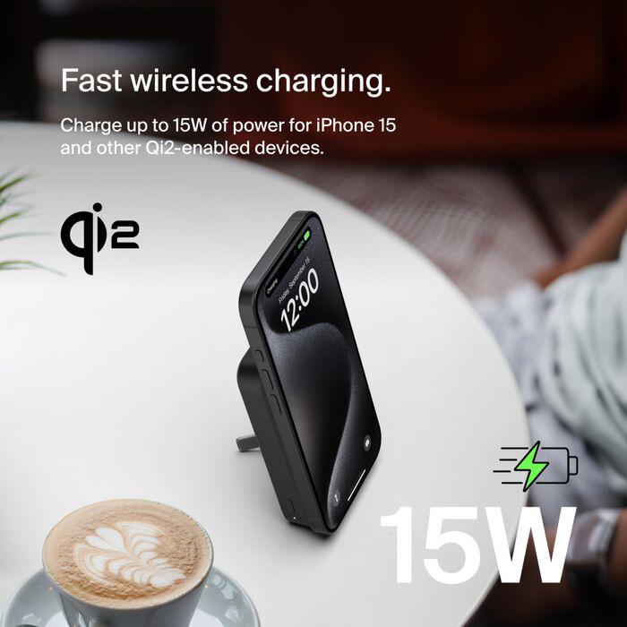 بنك طاقة مغناطيسي من Belkin مع Qi2 15 واط 8K أسود 