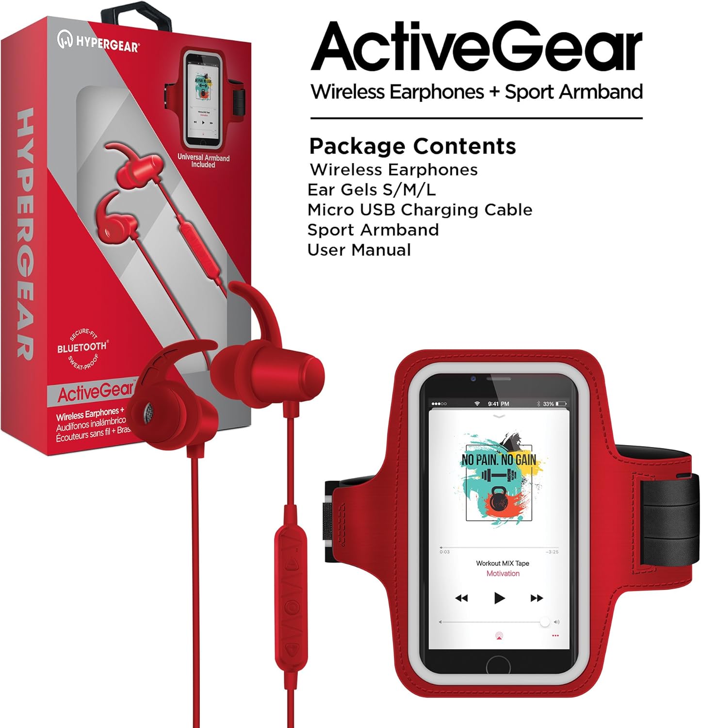 HyperGear Active Gear Wireless Earphones + Sports Armband