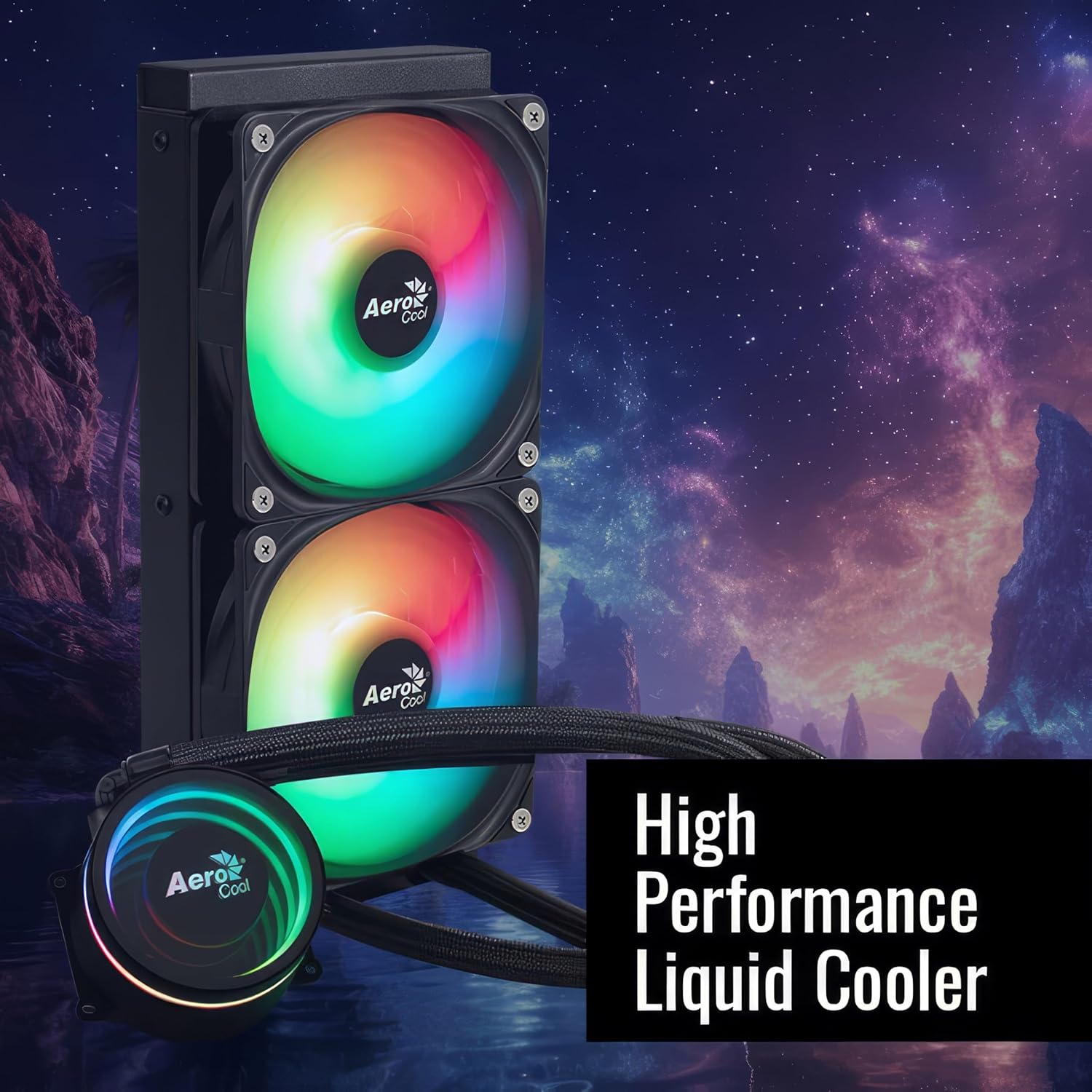 Aerocool Mirage L240 ARGB Liquid Cooler – 240mm Radiator, Infinity Mirror RGB Design, Dual 120mm Fans