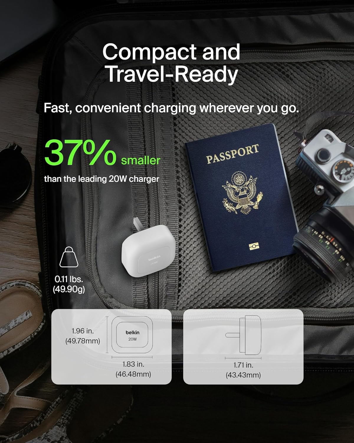 شاحن حائط مكعب Belkin Boost Charge 20W USB-C Power 1m أبيض 