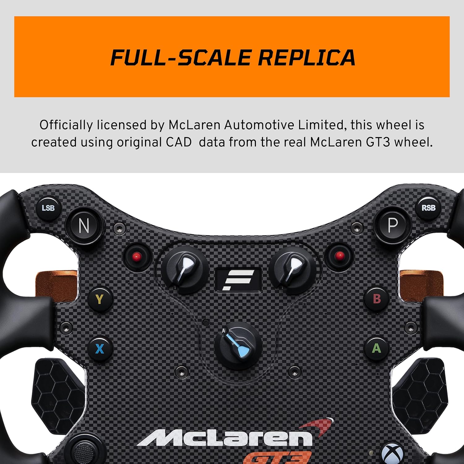 FANATEC CSL Elite Officially Licensed McLaren GT3 v2 Xbox Sim Racing Steering Wheel - Analog Paddles, Magnetic Shift Paddles, Multiposition Switch, OLED Display for PC, PS5, PS4, Xbox Series X|S, Xbox