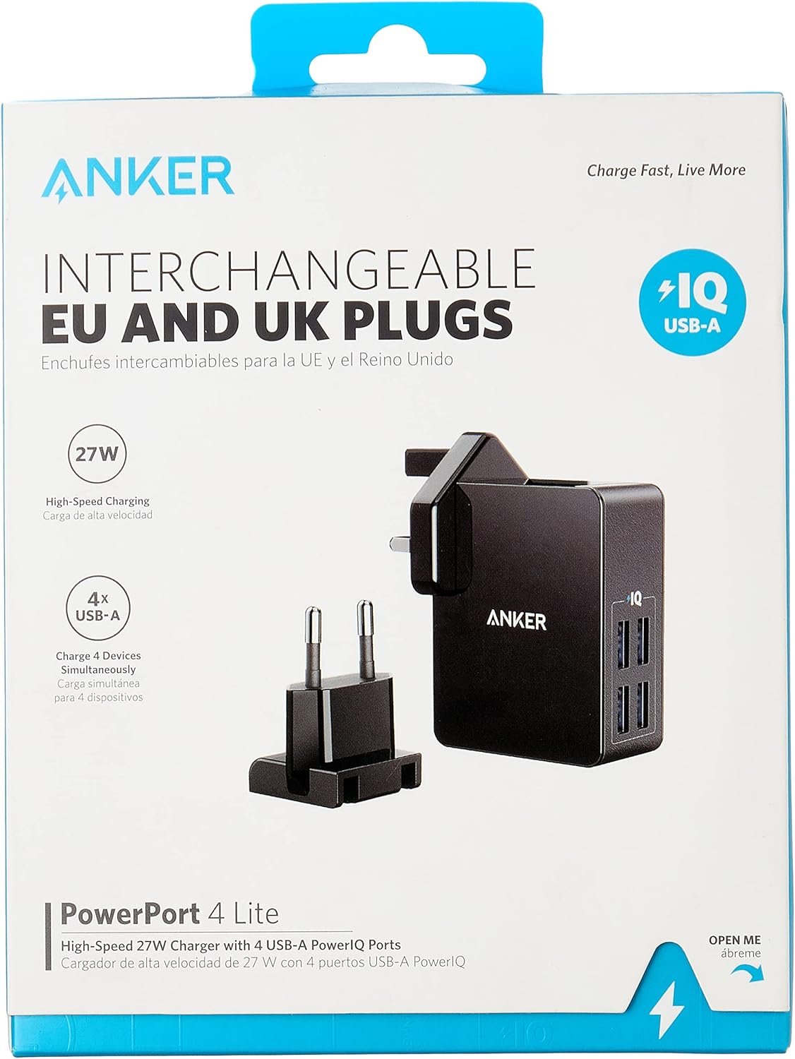 شاحن السفر Anker A2042L11 PowerPort 4 Lite (27 واط/IQ) 