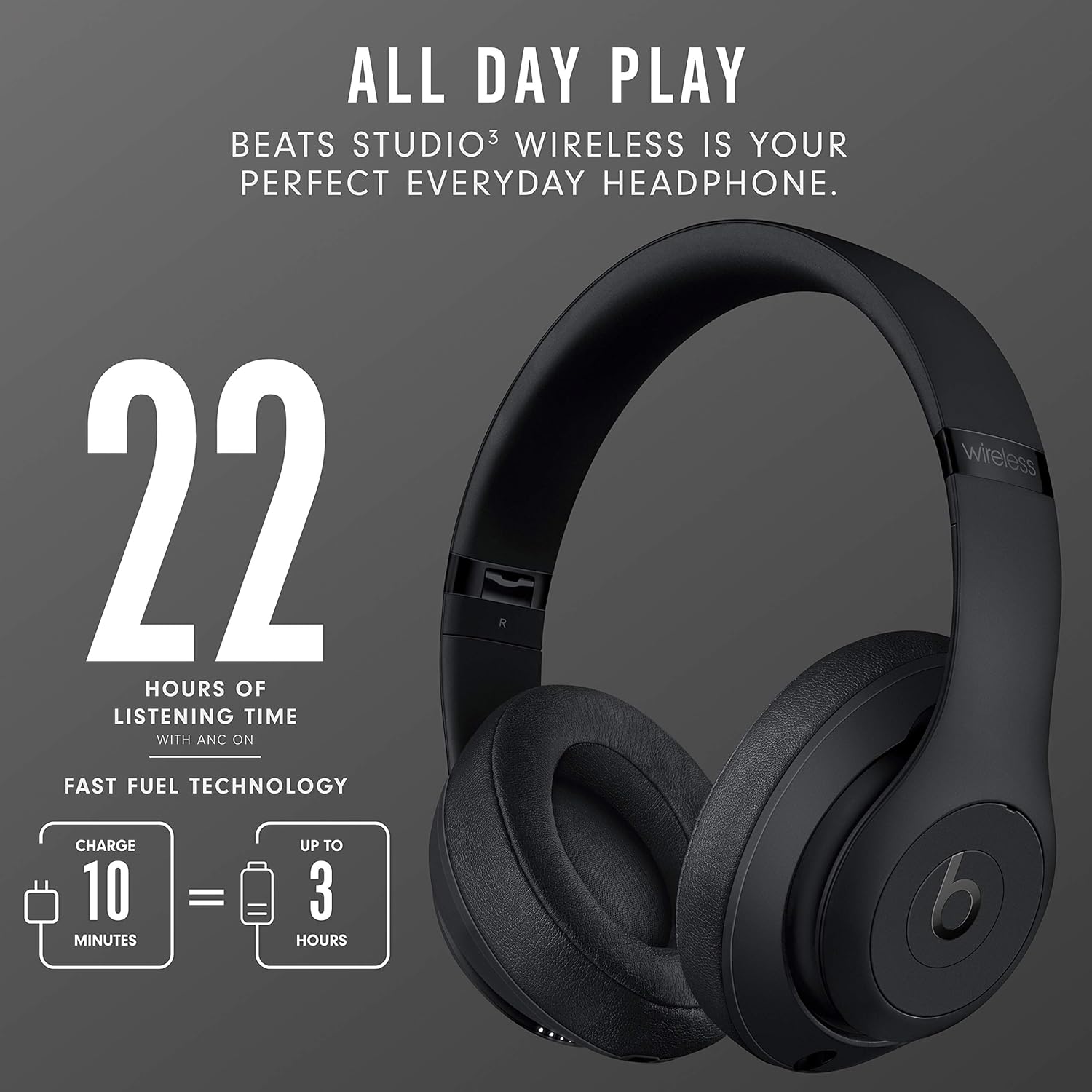 Beats Studio3 Wireless Noise Cancelling Over-Ear Headphones Matte Black