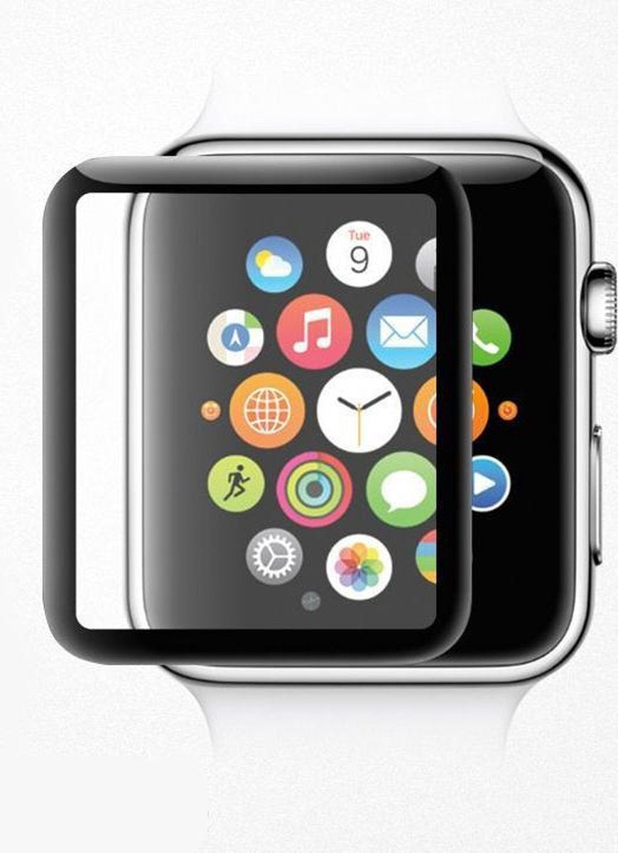 4D GLASS SERIES Glass 9H Screen Protector Full Curved Apple Watch Series 1 / 2 / 3 (38mm) - Transparent / Black