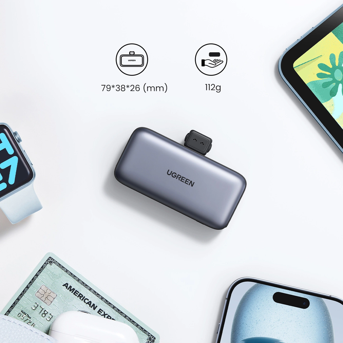 UGREEN Mini Power Bank 5000mAh 22.5W Gray