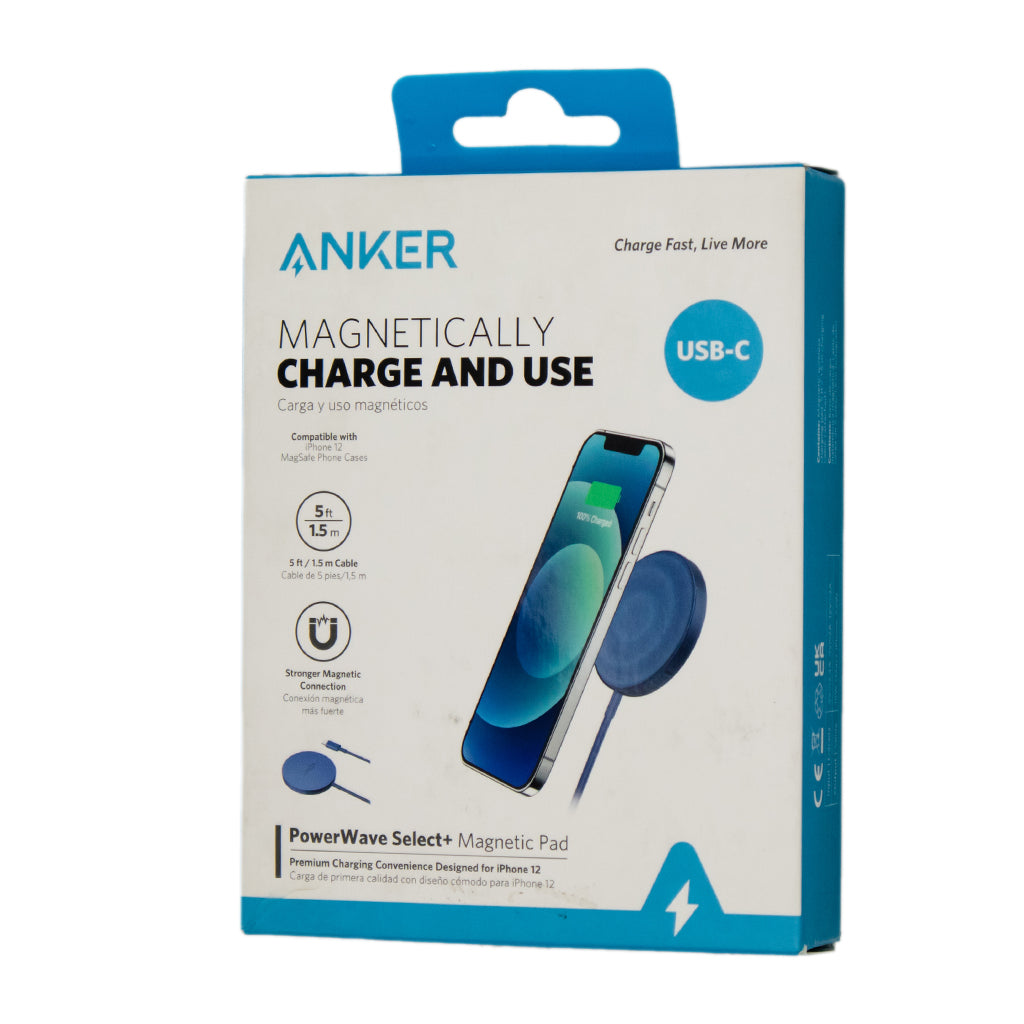 لوحة شحن لاسلكية مغناطيسية بقوة 7.5 واط كحد أقصى مع كابل بطول 5 أقدام، Anker A2566H31 - أزرق