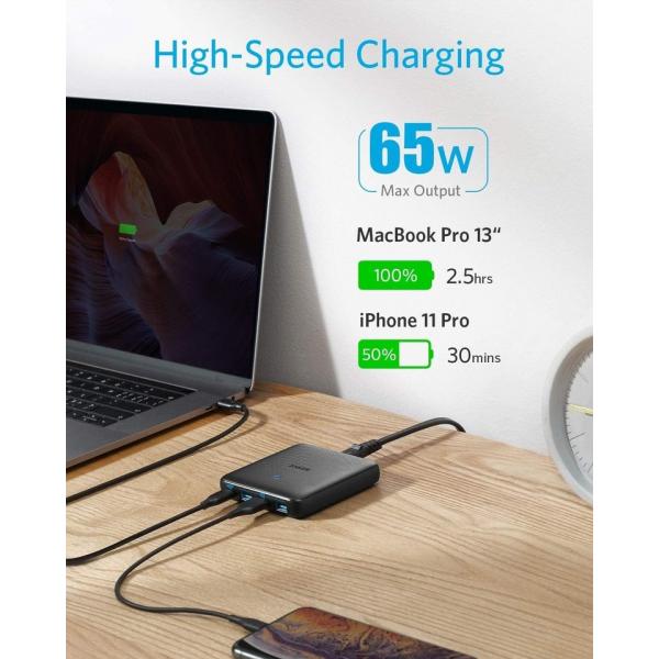 موزع شحن Anker PowerPort III Slim PD رباعي المنافذ (أسود)