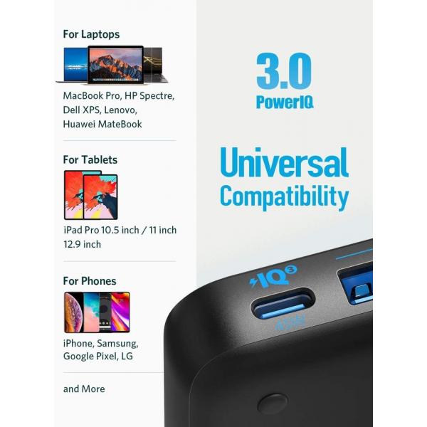 موزع شحن Anker PowerPort III Slim PD رباعي المنافذ (أسود)
