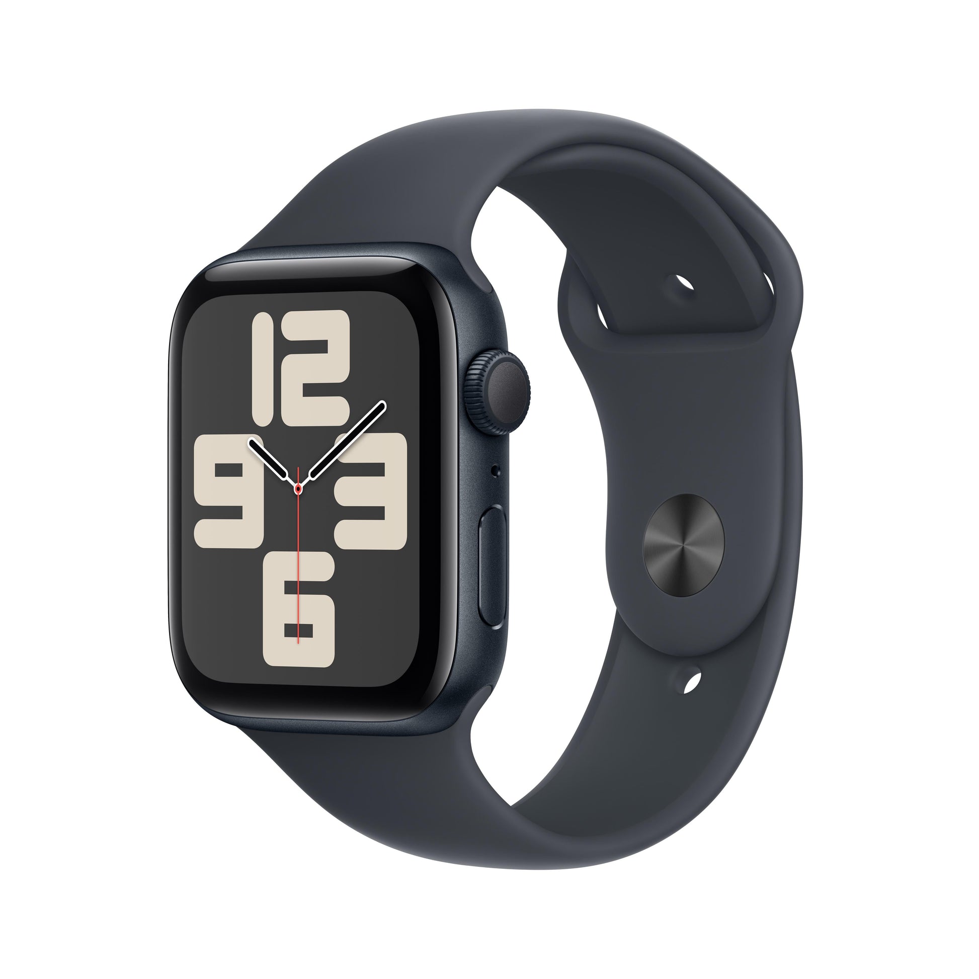 ساعة Apple Watch SE GPS مقاس 40 مم، هيكل من الألومنيوم منتصف الليل مع سوار رياضي منتصف الليل - مقاس صغير/متوسط