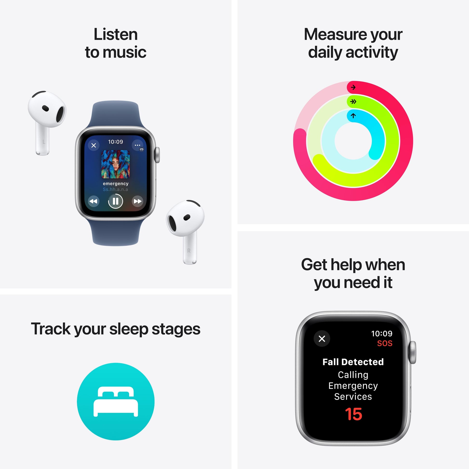 ساعة Apple Watch SE GPS مقاس 40 مم، هيكل من الألومنيوم منتصف الليل مع سوار رياضي منتصف الليل - مقاس صغير/متوسط