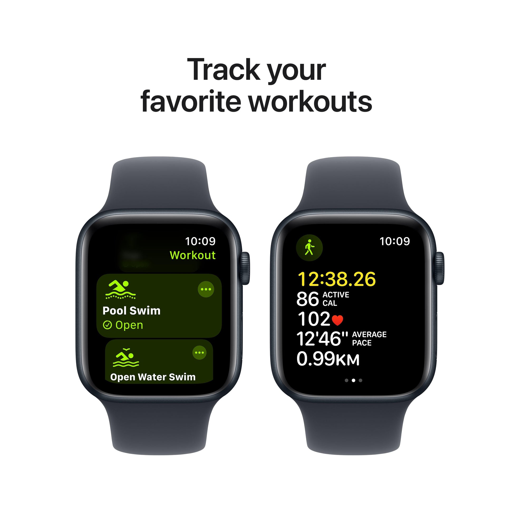 ساعة Apple Watch SE GPS مقاس 40 مم، هيكل من الألومنيوم منتصف الليل مع سوار رياضي منتصف الليل - مقاس صغير/متوسط
