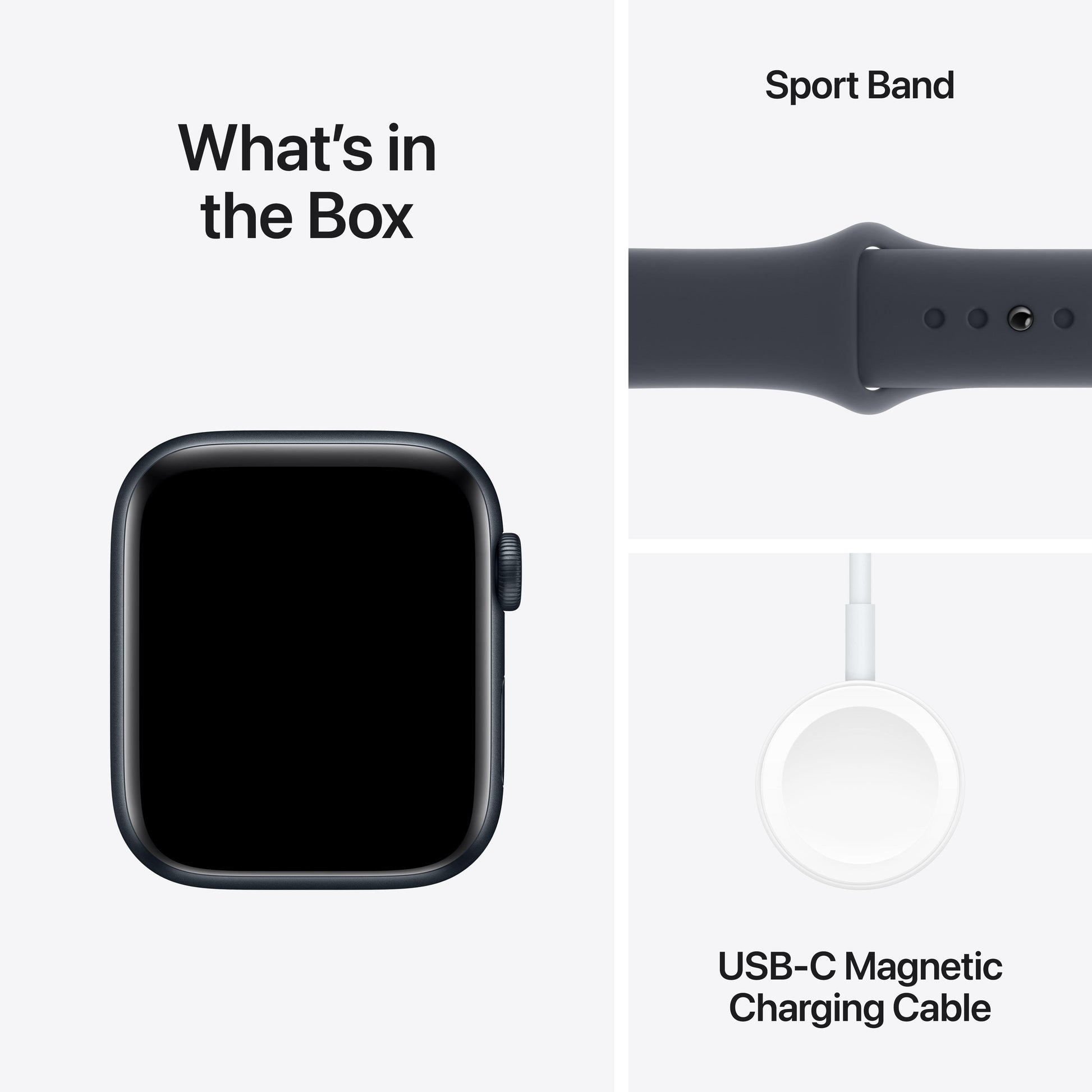 ساعة Apple Watch SE GPS مقاس 40 مم، هيكل من الألومنيوم منتصف الليل مع سوار رياضي منتصف الليل - مقاس صغير/متوسط