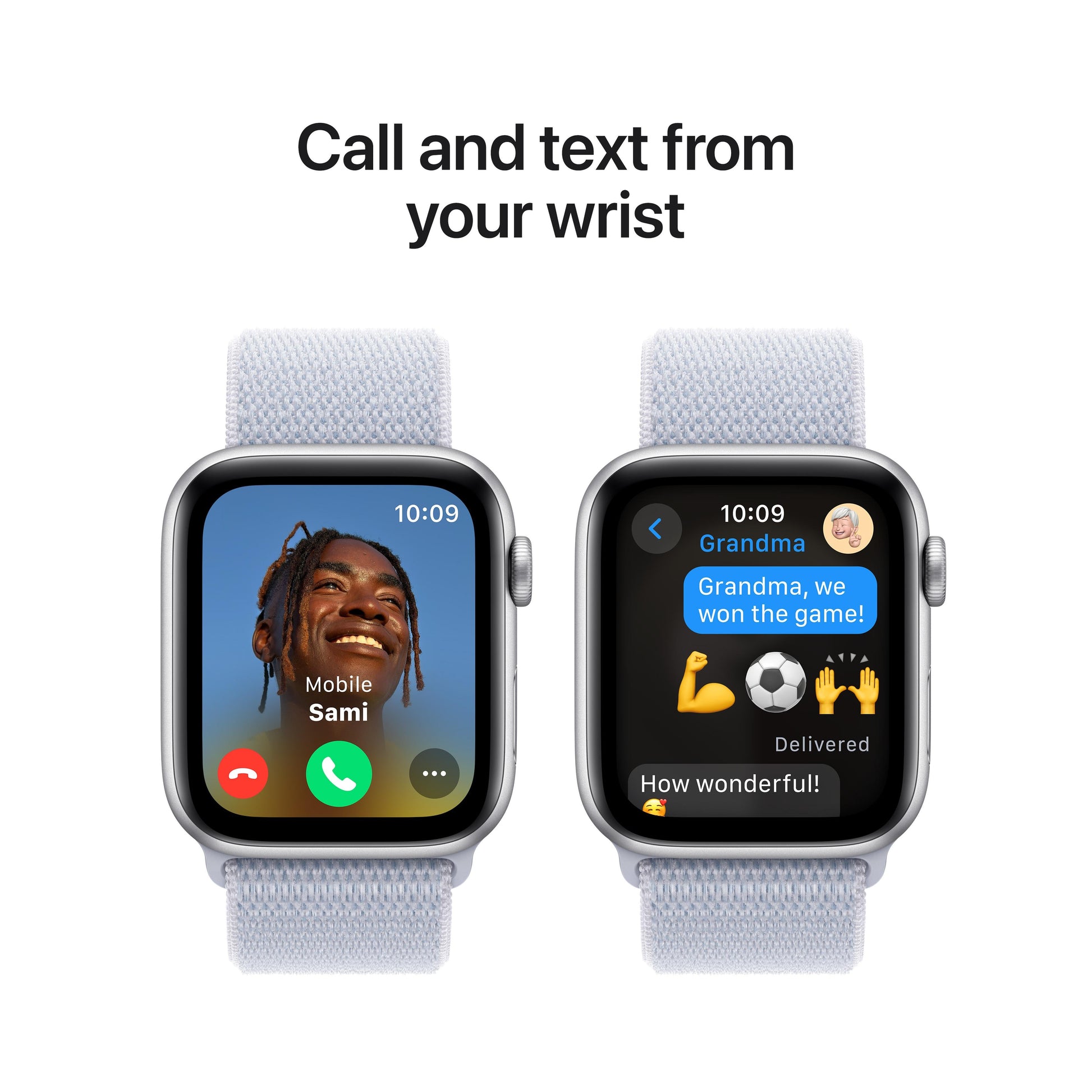 ساعة Apple Watch SE GPS مقاس 40 مم، هيكل من الألومنيوم الفضي مع حلقة رياضية زرقاء سحابية - مقاس واحد