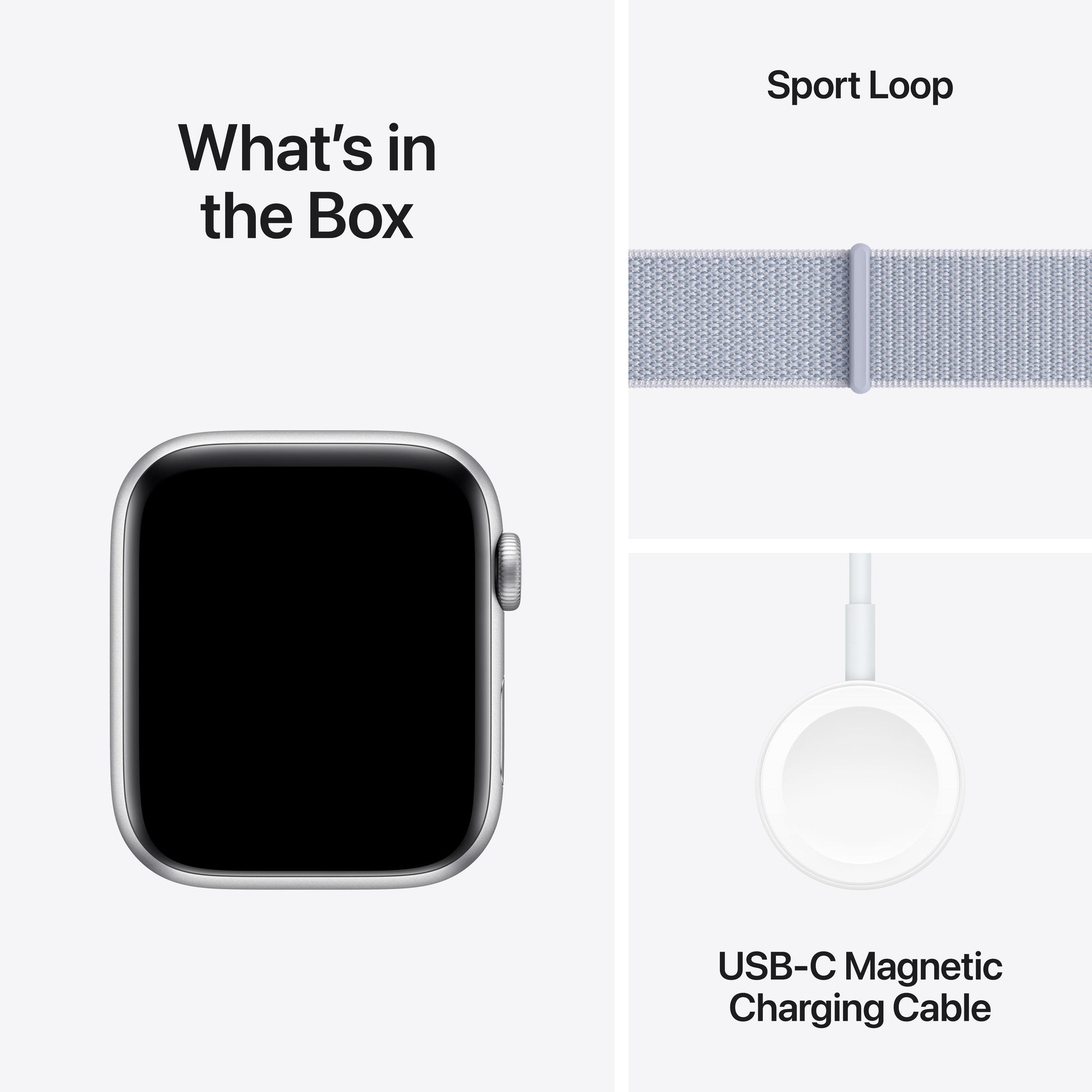 ساعة Apple Watch SE GPS مقاس 40 مم، هيكل من الألومنيوم الفضي مع حلقة رياضية زرقاء سحابية - مقاس واحد