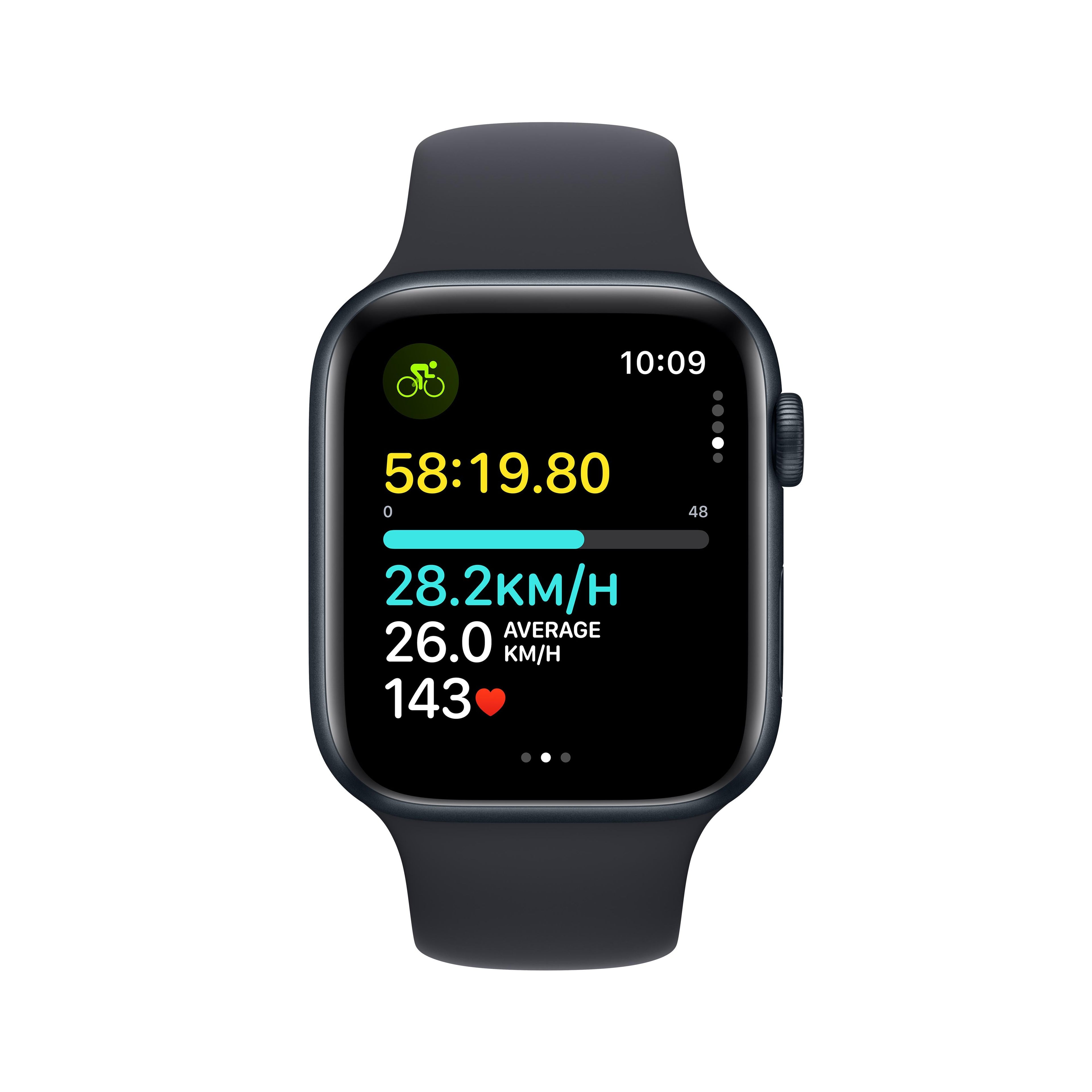 Apple Watch SE GPS 44mm Midnight Aluminium Case with Midnight Sport Band - M/L