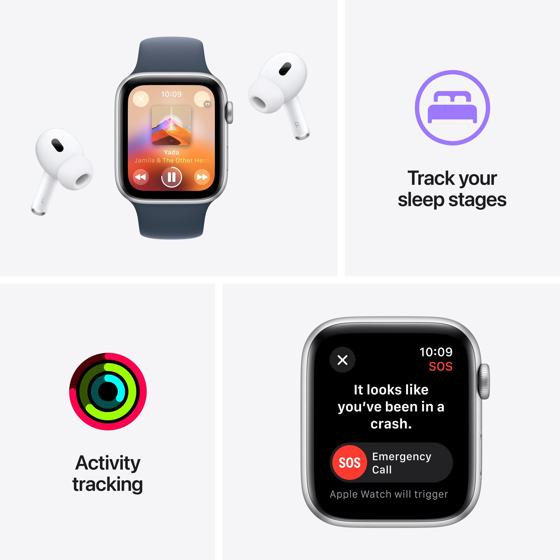 Apple Watch SE GPS 44mm Midnight Aluminium Case with Midnight Sport Band - M/L