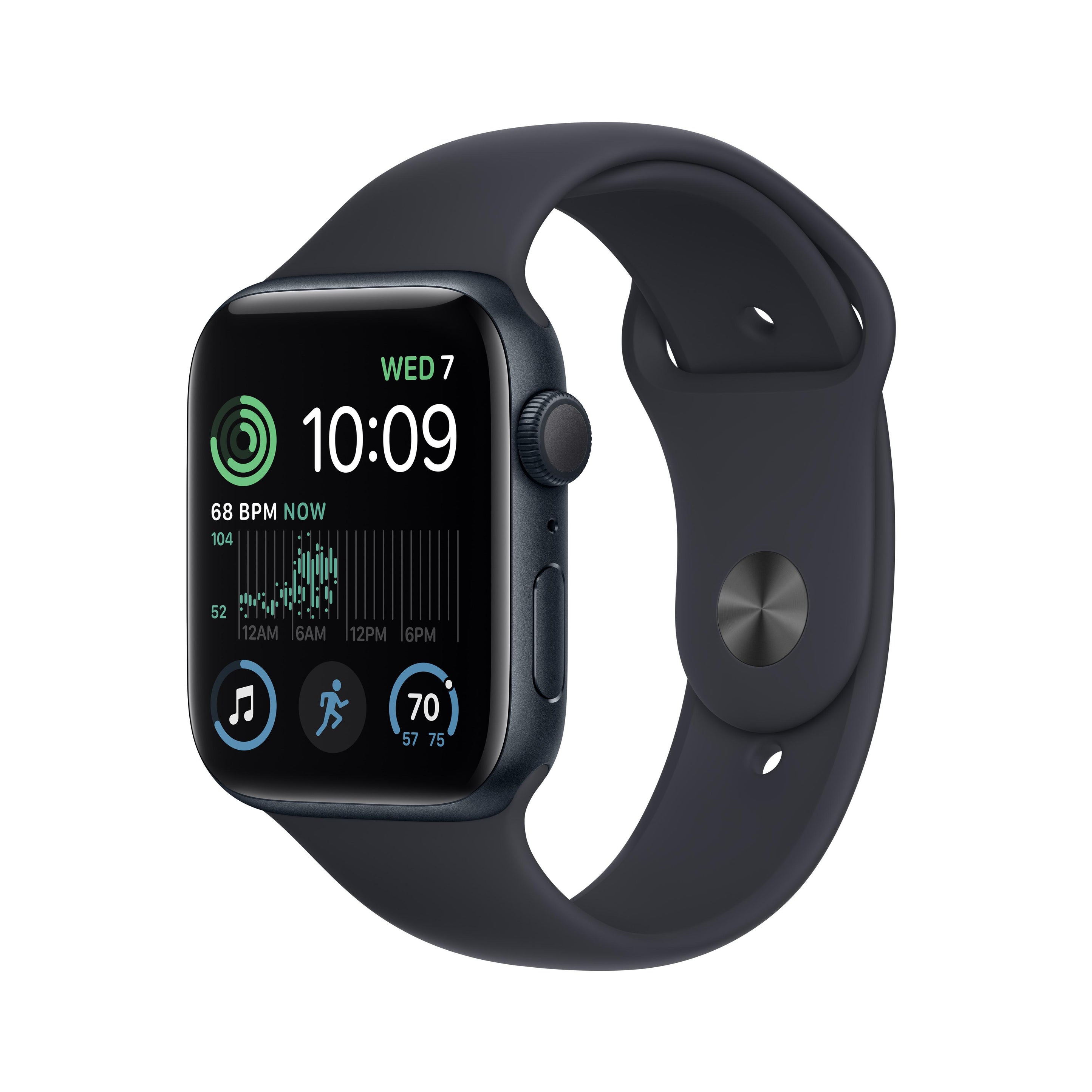 Apple Watch SE 2022 GPS 44mm Midnight Aluminum Case with Midnight Sport Band Regular
