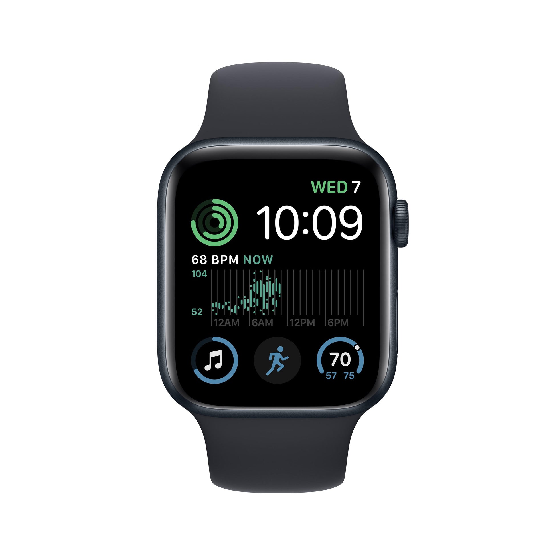 ساعة Apple Watch SE (الجيل الثاني) GPS الذكية مقاس 44 مم مع هيكل من الألومنيوم الليلي وسوار رياضي ليلي - مقاس متوسط/كبير 