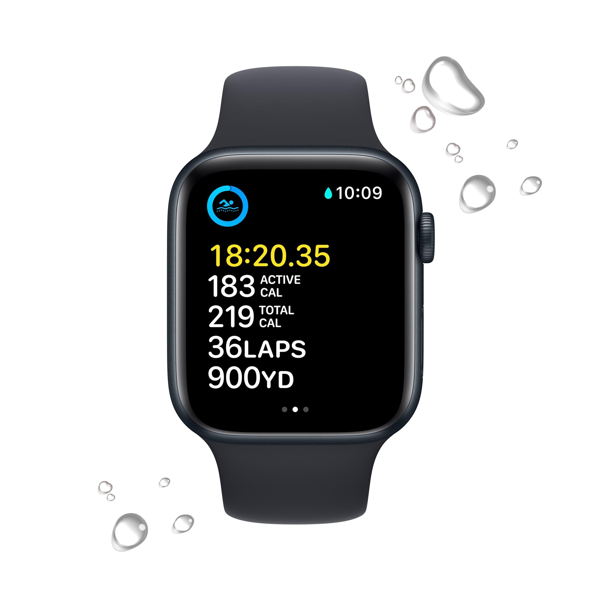 ساعة Apple Watch SE (الجيل الثاني) GPS الذكية مقاس 44 مم مع هيكل من الألومنيوم الليلي وسوار رياضي ليلي - مقاس متوسط/كبير 