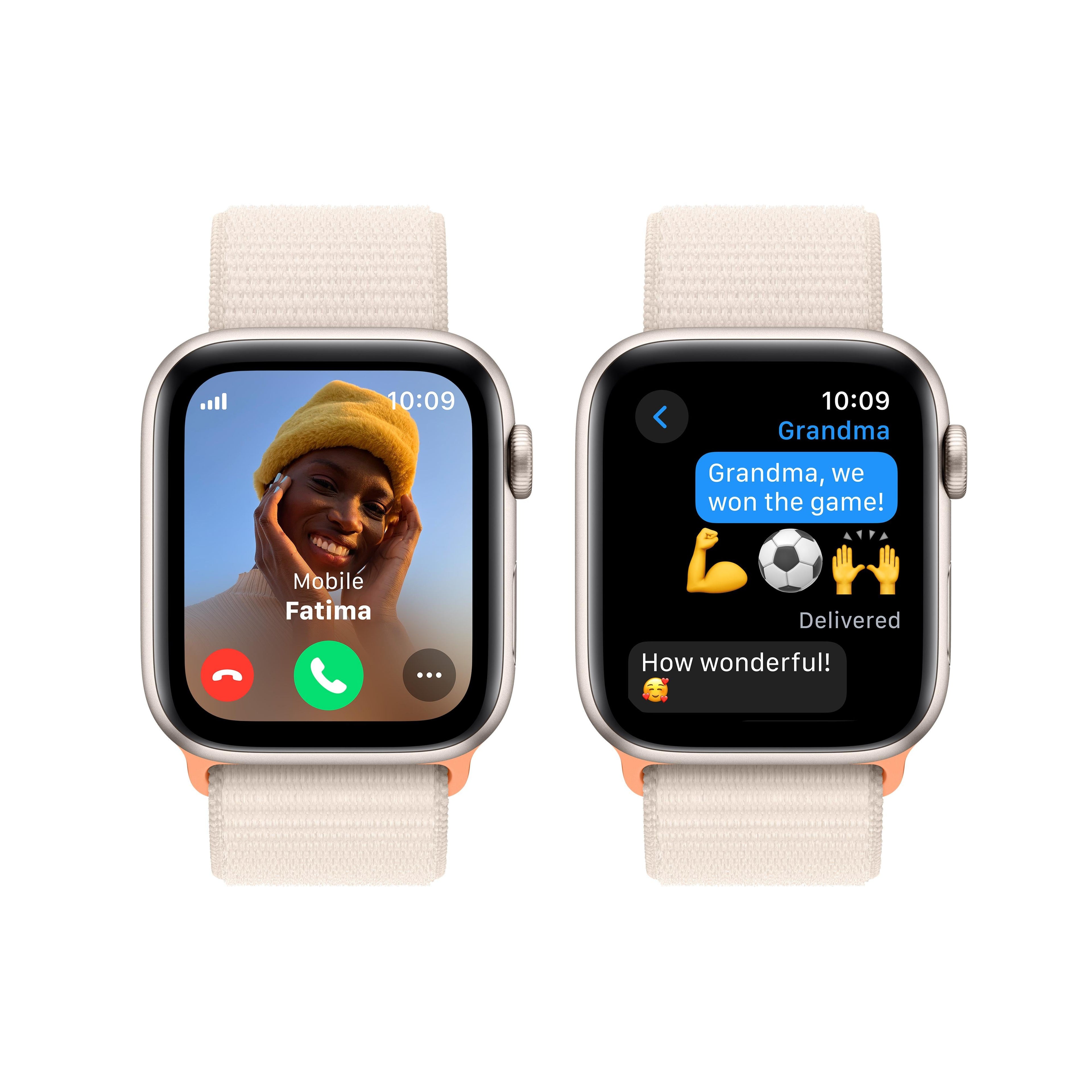 Apple Watch SE GPS + Cellular 44mm Starlight Aluminium Case with Starlight Sport Loop