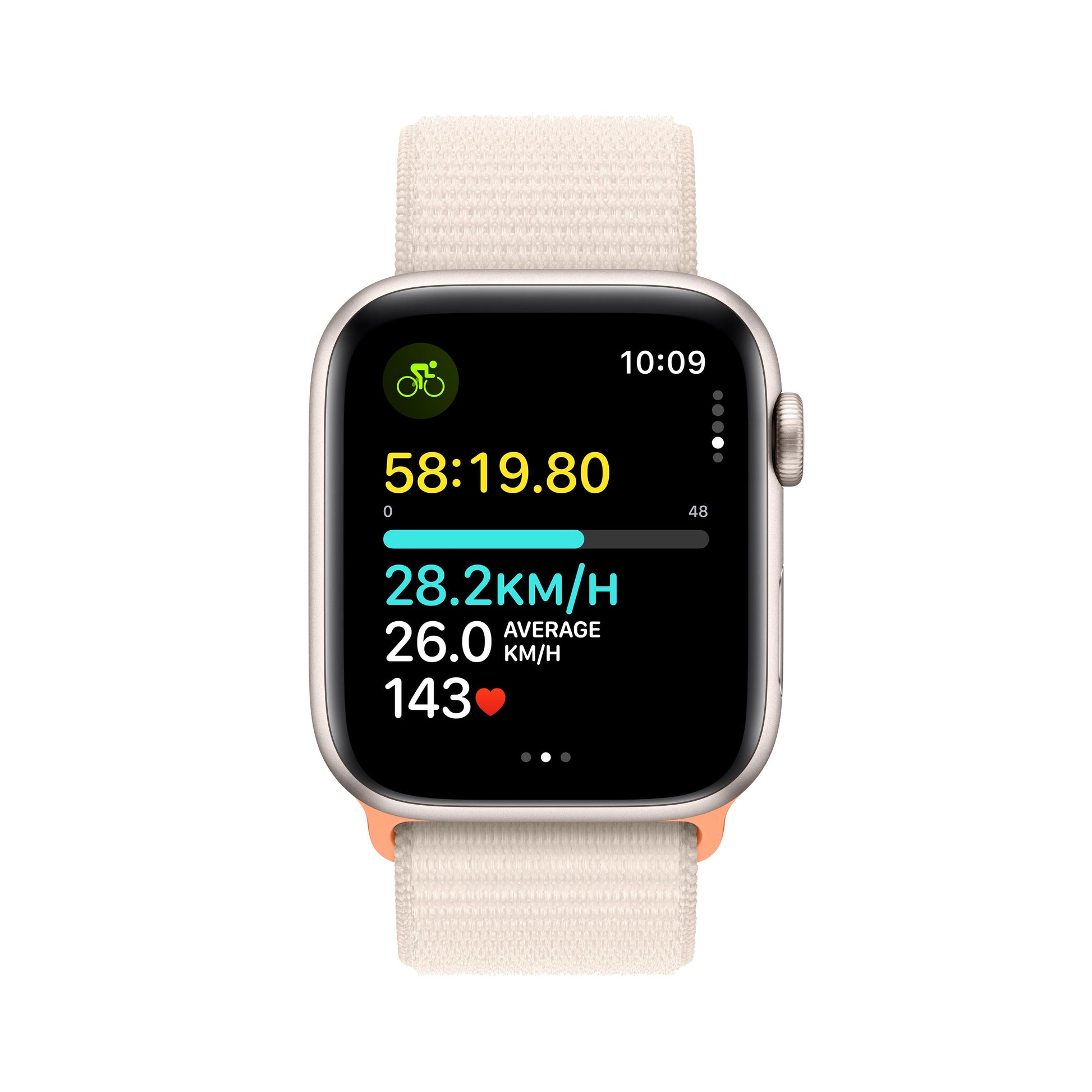 Apple Watch SE GPS + Cellular 44mm Starlight Aluminium Case with Starlight Sport Loop