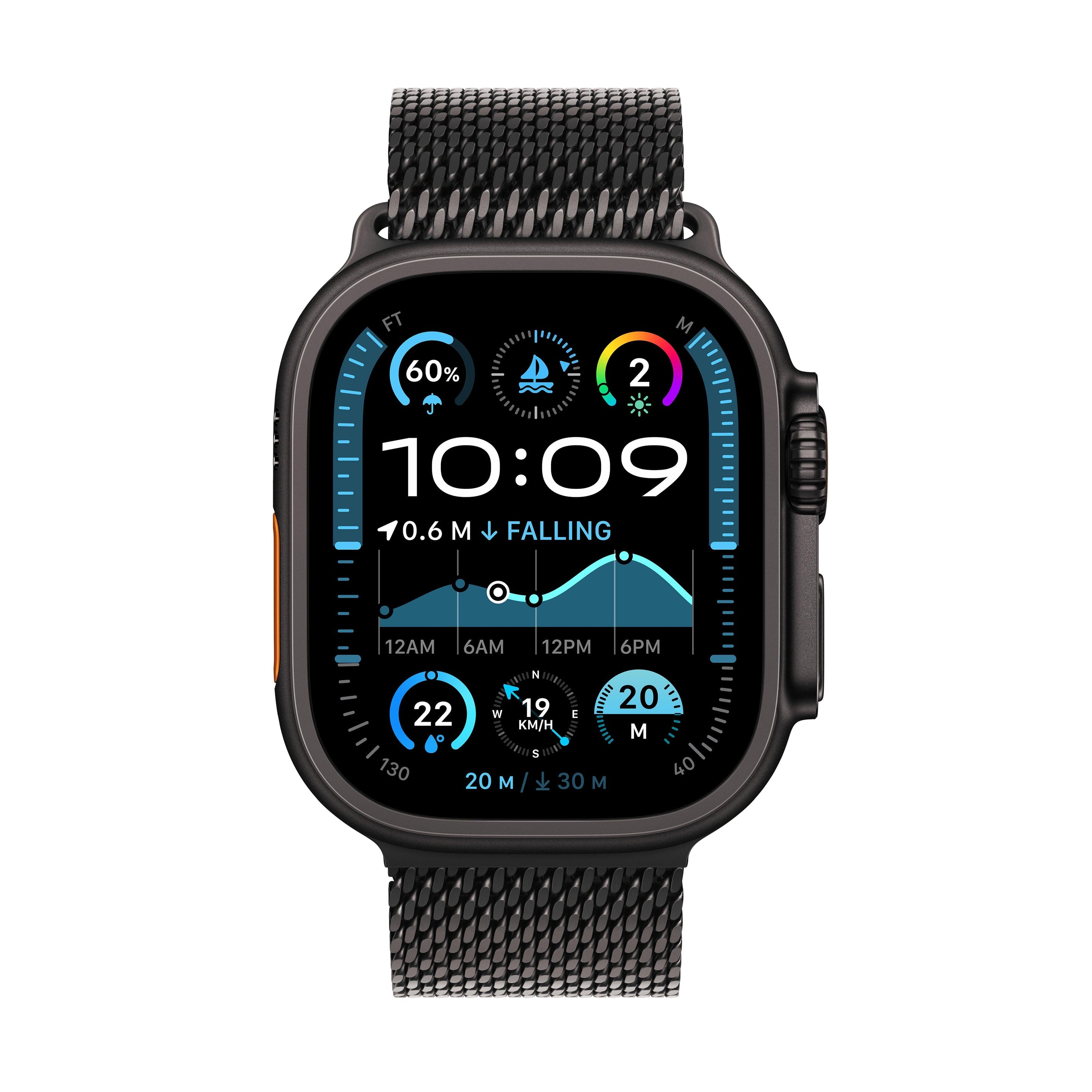 Apple Watch Ultra 2 GPS + Cellular 49mm Black Titanium with Titanium Milanese Loop