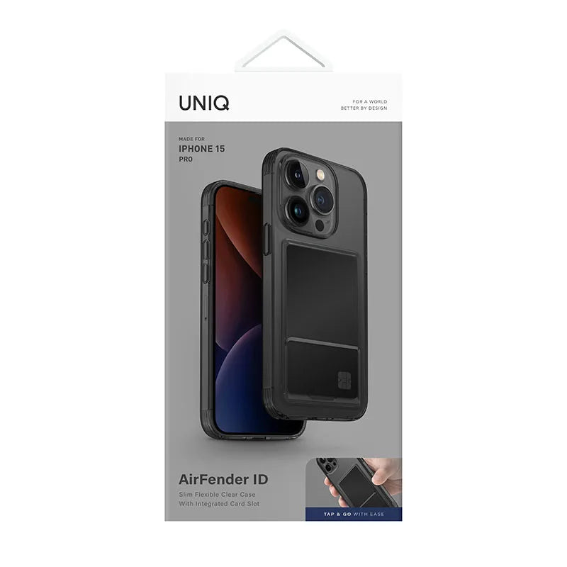 UNIQ Air Fender ID Series Phone Case for iPhone 15 Pro – Smoked (Grey Tinted)