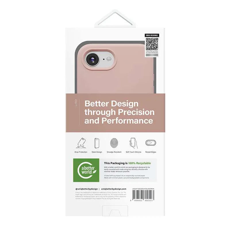 UNIQ Lino Magsafe Compatible Phone Case for iPhone 16E – Blush Pink