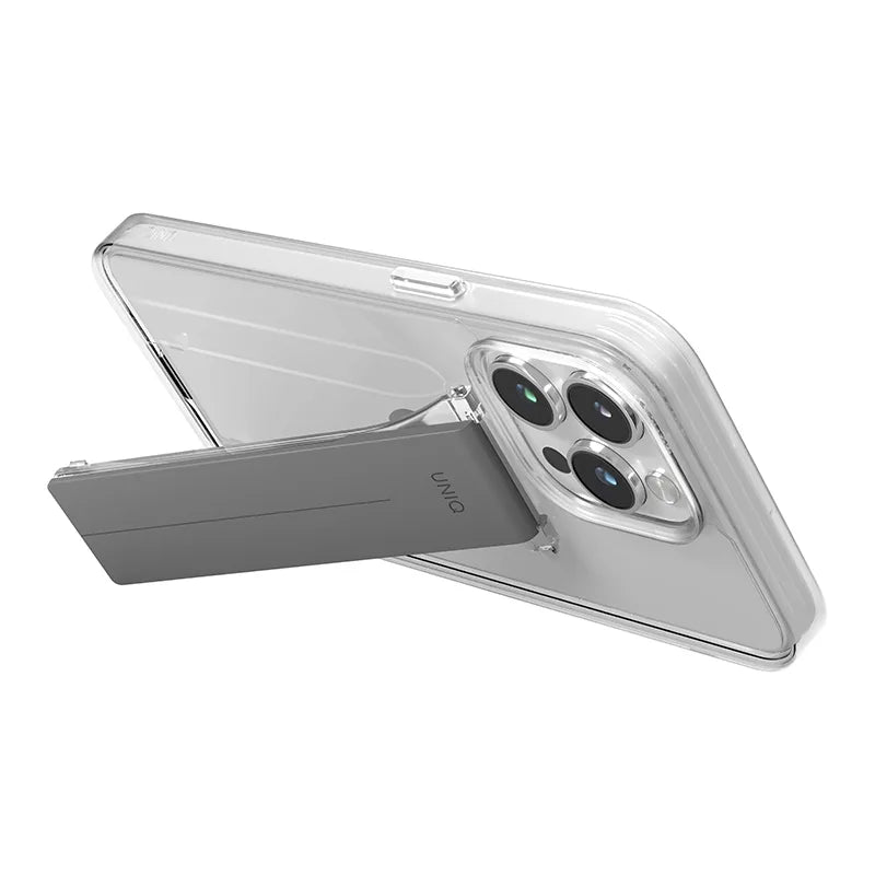 UNIQ Heldro Mount with Stand Case for 6.7-inch iPhone 15 Pro Max, 8886463685839 - Clear