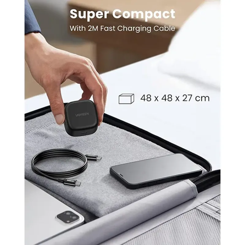 UGREEN 25W PD USB-C Fast Charger UK with C to C Cable 2m Black