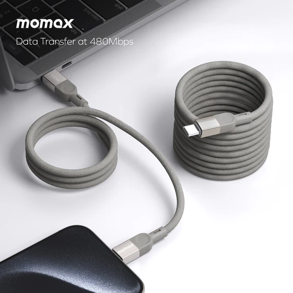 Momax Elite Mag Link 100W USB-c To USB-c Magnetic Cable 1m Titanium