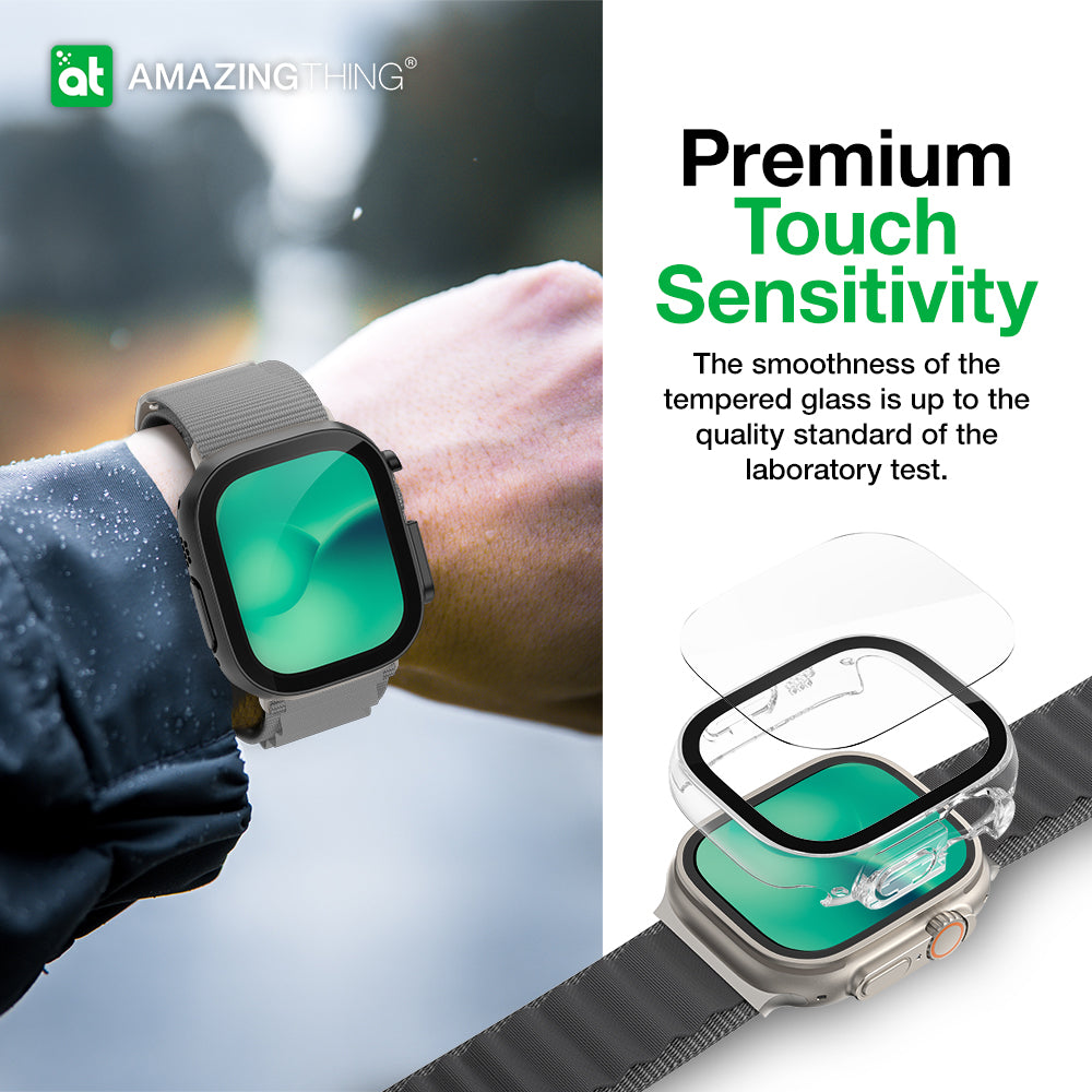 Amazing Thing Marsix Pro designed for Apple Watch Ultra 49mm case cover with built in Tempered Glass Screen Protector - Space Gray