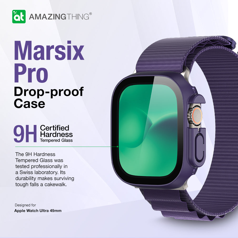 At Apple Watch Ultra Marsix Pro Bumper With Glass 49mm Purple