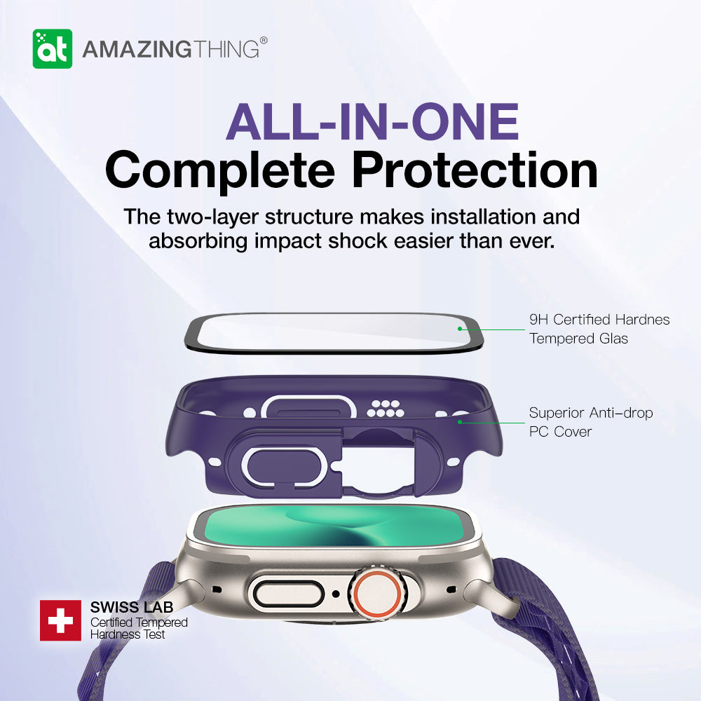 At Apple Watch Ultra Marsix Pro Bumper With Glass 49mm Purple