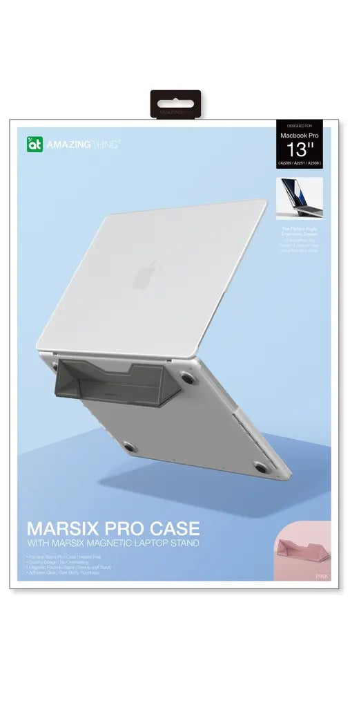 At marsix pro case with magnetic stand for macbook air 13.6'' matte clear/pink