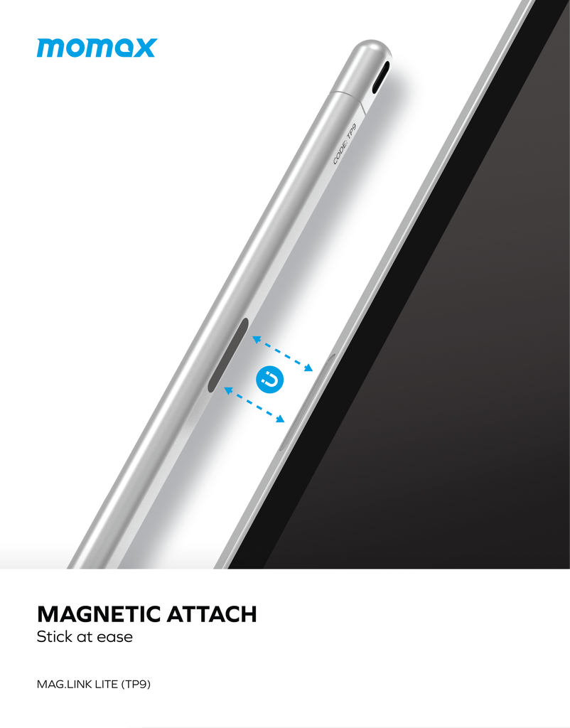 Momax mag link lite magnetic charging active stylus pen silver