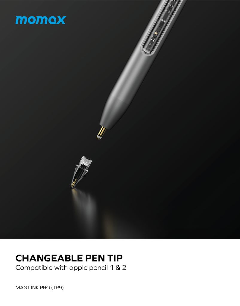 Momax mag link lite magnetic charging active stylus pen silver