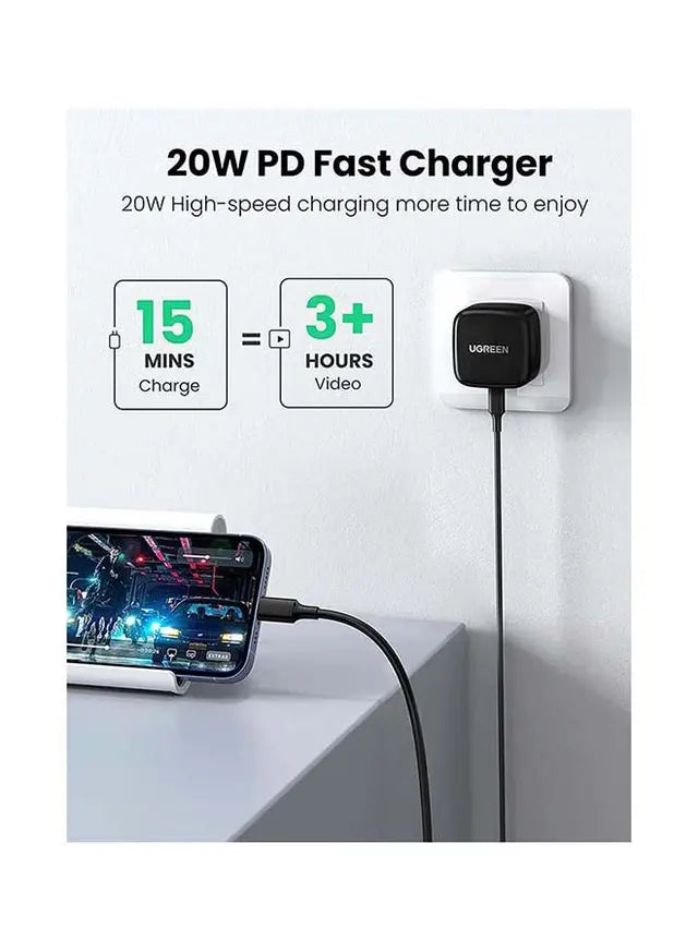 UGREEN Pd 20w Usb C Fast Charging Wall Plug Power Adapter Black