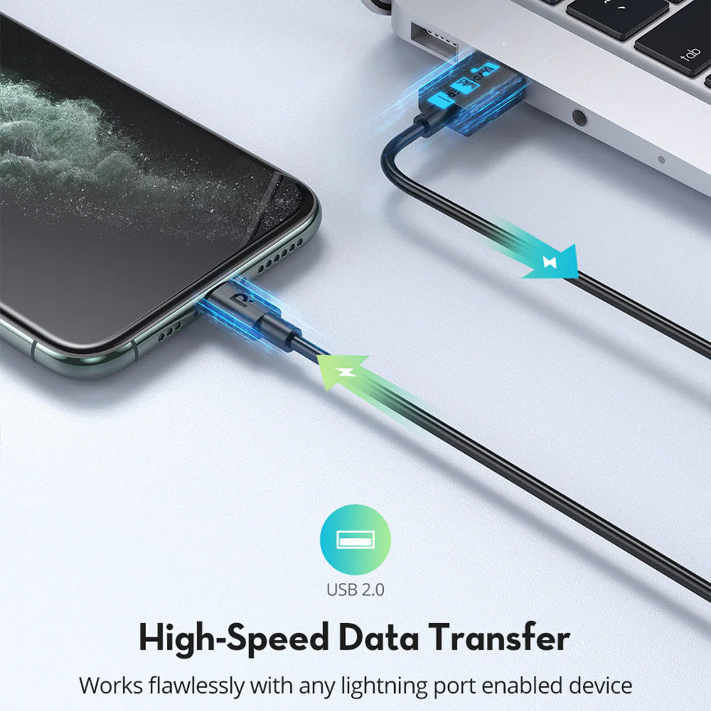 كابل RAVPower USB-A - Lightning بطول 1 متر، أسود