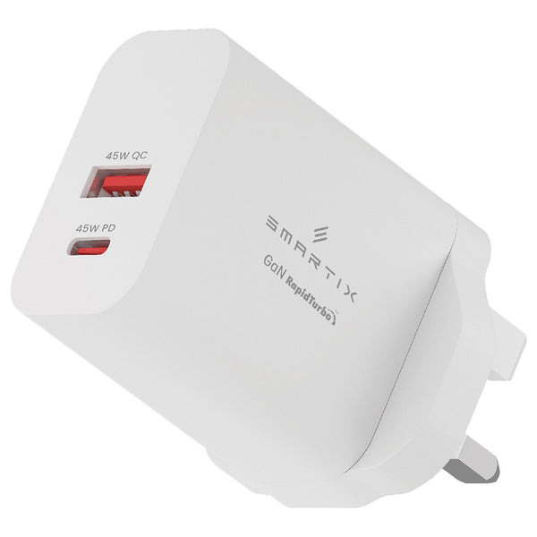 Smartix Premium UK Wall Adaptor 45 W GaN White (Gen 2)