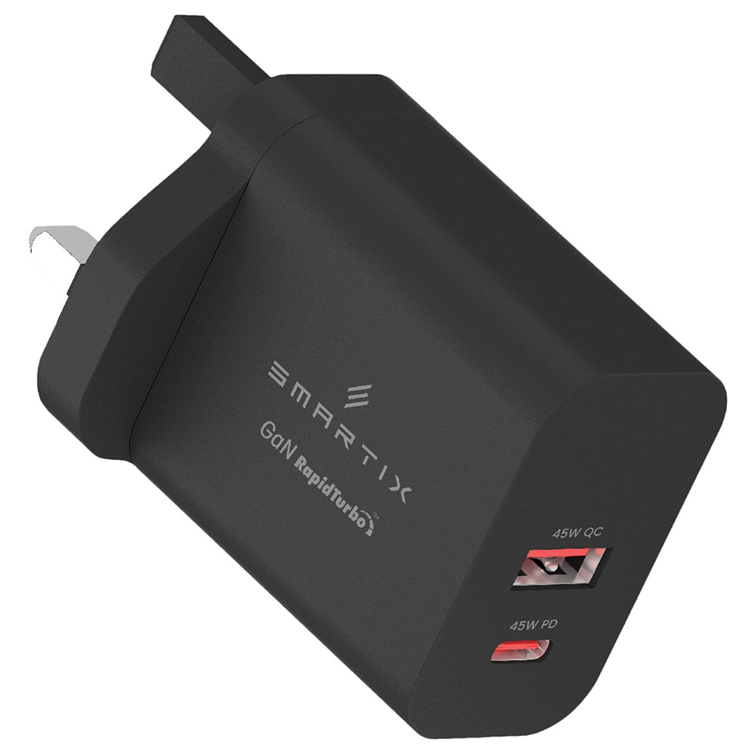 Smartix Premium UK Wall Adaptor 45W GaN Black