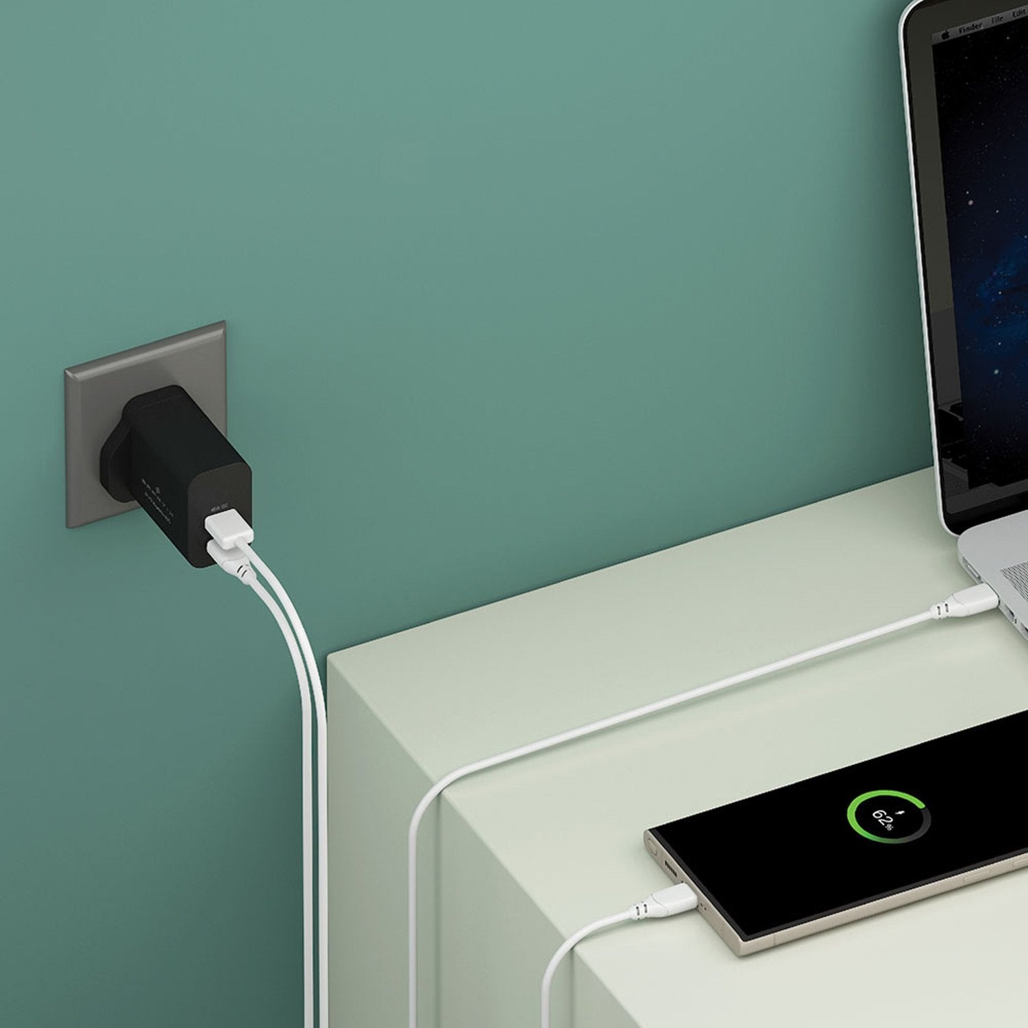 Smartix Premium UK Wall Adaptor 45W GaN Black