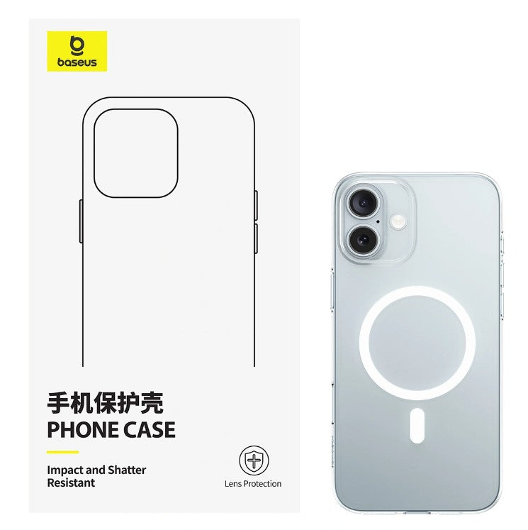 Baseus Crystal Series Magnetic Phone Case for iP 16 Plus. Clear